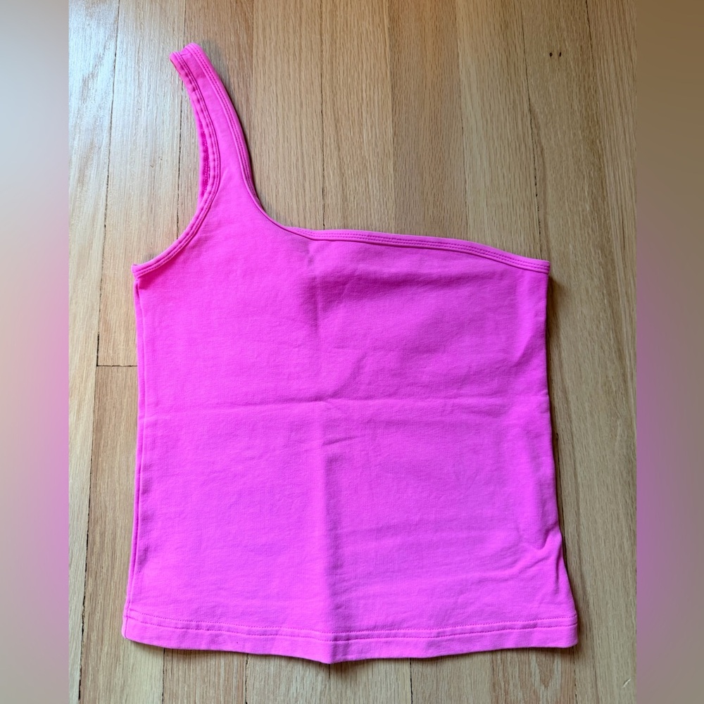 TNA One-Shoulder Tank Top in Bright Pink
